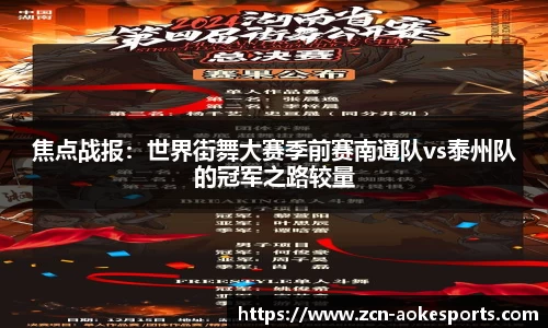 焦点战报：世界街舞大赛季前赛南通队vs泰州队的冠军之路较量